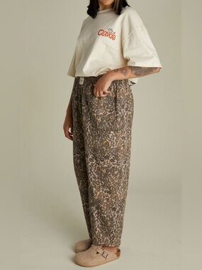 Claude Leopard Print Organic Cotton Denim Trouser Size L/XL